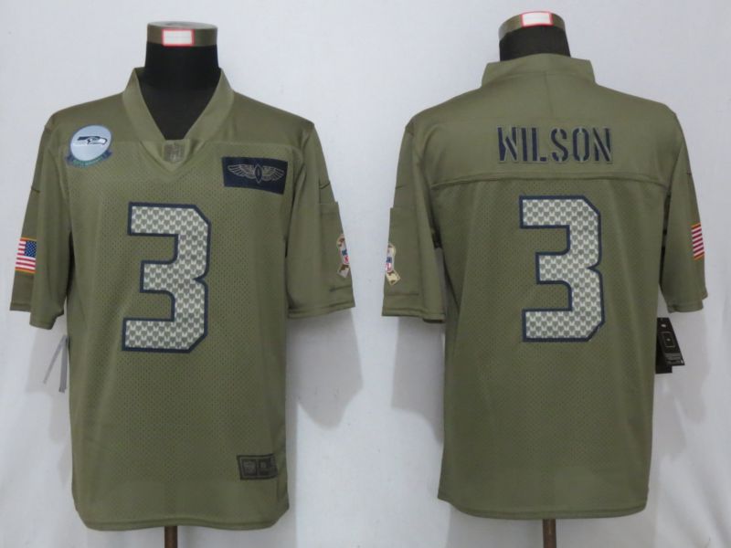 Men Seattle Seahawks #3 Wilson Nike Camo 2019 Salute to Service Limited Jersey